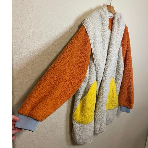 Inside Color Block Cozy Hooded Wearable Blanket Cardigan Large Y2K Maximalist - Picture 2 of 13